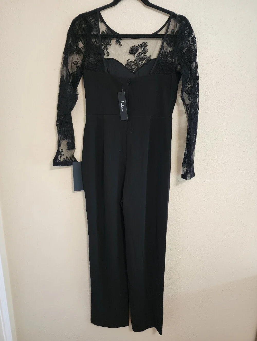 Lulus Write Your Own Romance Black Embroidered Long Sleeve Jumpsuit Wedding